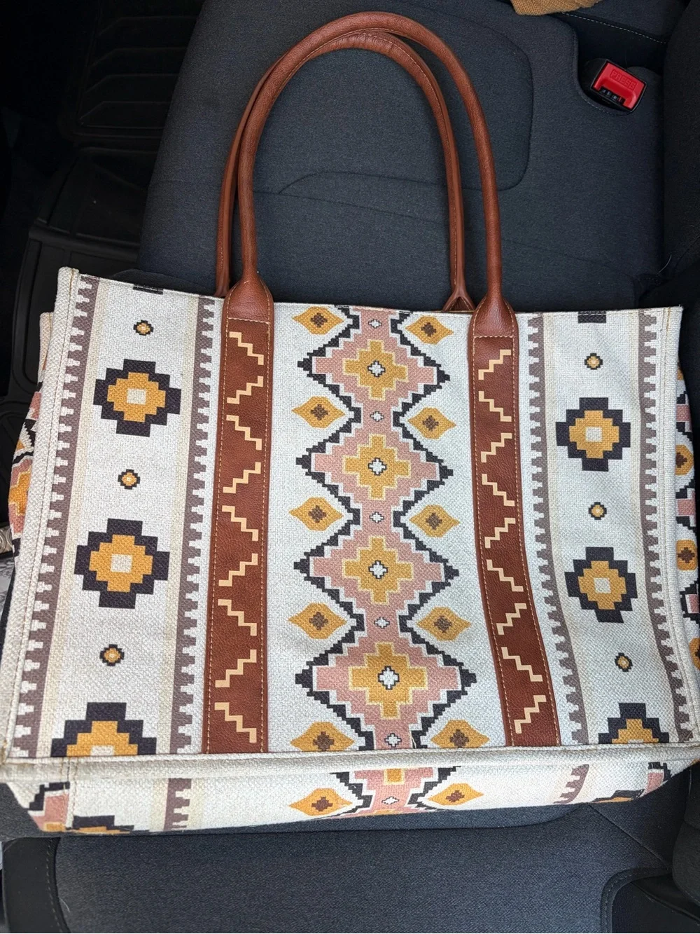 Wrangler Cream, Brown & Yellow Aztec Tote